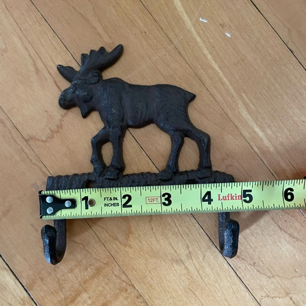 Rustic Black/Brown Cast Moose Wall Hook - Decorative Home Wall Decor